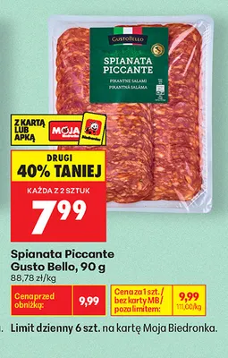 Spianata piccante Gusto Bello promocja w Biedronka