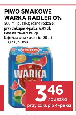Piwo bezalkoholowe smakowe Warka Radler promocja w Stokrotka
