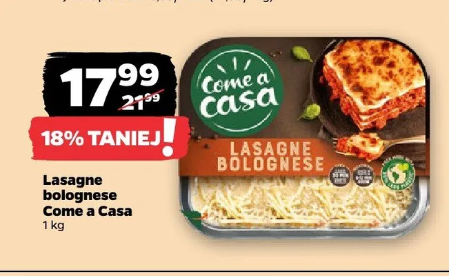 Lasagne bolognese Come a Casa promocja w Netto