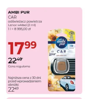 Odświeżacz powietrza Car Lenor wkład Ambi Pur promocja w Drogerie Jawa