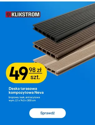 Deska tarasowa kompozytowa Klikstrom Neva brązowa promocja w Castorama