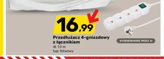 Przedłużacz 4-gniazdowy z łącznikiem 1,5 m promocja w Bricomarche