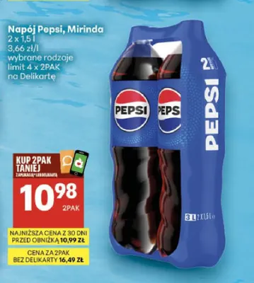 Napój gazowany Pepsi 2-pak promocja w Delikatesy Centrum