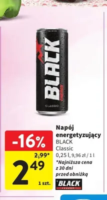 Napój energetyzujący Black Classic promocja w Intermarche