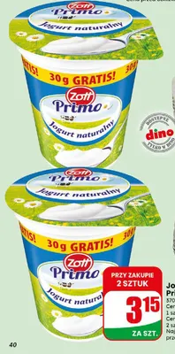 Jogurt naturalny Primo Zott promocja w Dino