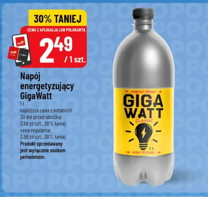 Napój energetyzujący GigaWatt Classic promocja w POLOmarket