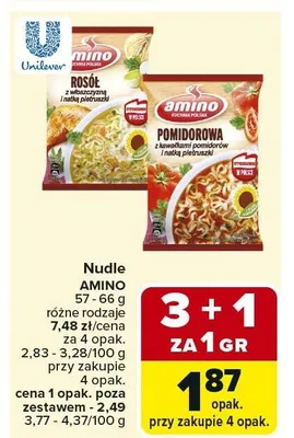 Nudle AMINO promocja w Carrefour Market