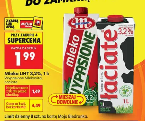 Mleko UHT 3,2% promocja w Biedronka