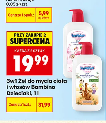3w1 Żel do mycia ciała i włosów Bambino Dzieciaki promocja w Biedronka