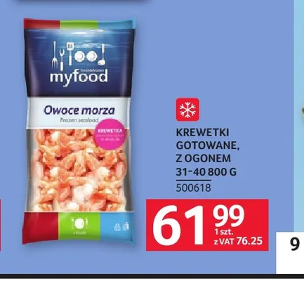 Krewetki gotowane z ogonem 31-40 Myfood promocja w Selgros