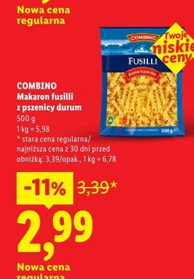 Makaron fusilli Combino promocja w Lidl