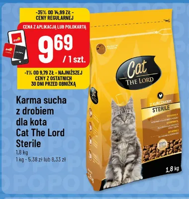 Karma sucha dla kota z drobiem Cat The Lord Sterile promocja w POLOmarket