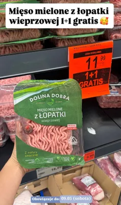 Mięso mielone z łopatki wieprzowej Dolina Dobra promocja w Aldi