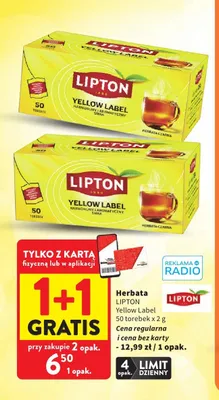 Herbata czarna Lipton Yellow Label promocja w Intermarche