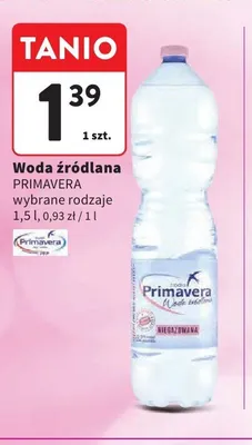 Woda źródlana Primavera niegazowana promocja w Intermarche