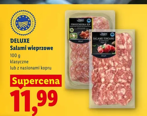 Salami wieprzowe klasyczne Deluxe promocja w Lidl