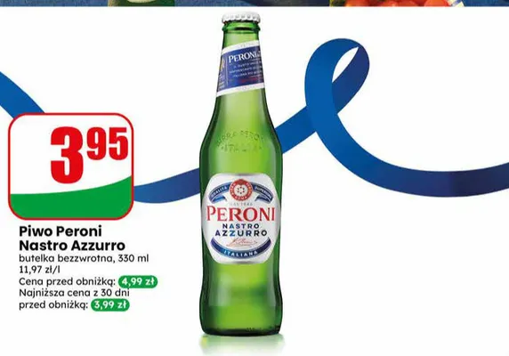 Piwo Peroni Nastro Azzurro butelka bezzwrotna promocja w Dino