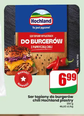Ser topiony do burgerów z papryczką chili Hochland plastry promocja w Dino