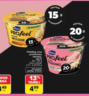 Pudding proteinowy Valio PROfeel truskawka i biała czekolada promocja w Carrefour
