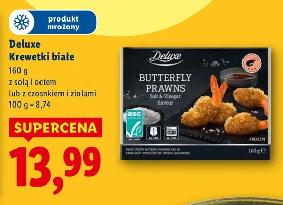 Krewetki białe z solą i octem lub z czosnkiem i ziołami promocja w Lidl