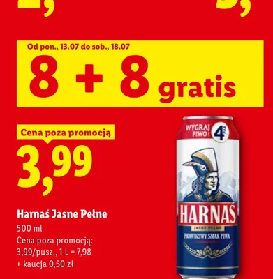 Piwo Harnaś Jasne Pełne 16-pak promocja w Lidl