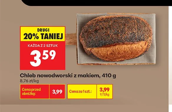 Chleb nowodworski z makiem promocja w Biedronka