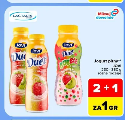 Jogurt pitny Jovi Duet Bubble truskawka-kiwi promocja w Carrefour Market