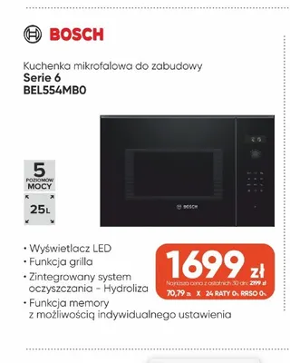 Kuchenka mikrofalowa do zabudowy Bosch Serie 6 BEL554MB0 promocja w Max Elektro