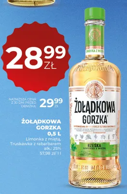 Wódka Żołądkowa Gorzka Truskawka z rabarbarem alk. 25% promocja w Duży Ben