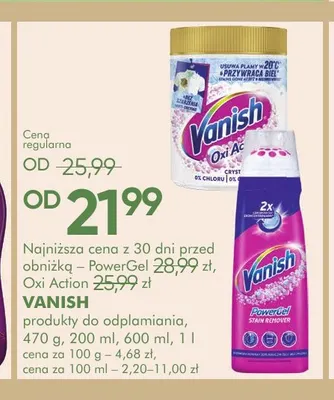 Produkty do odplamiania Vanish promocja w Super-Pharm