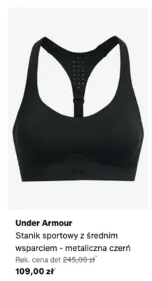 Stanik sportowy Under Armour z średnim wsparciem metaliczna czerń promocja w Lounge by Zalando