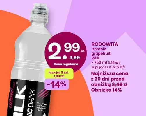 Izotonik Rodowita Wilk grapefruit promocja w Frisco
