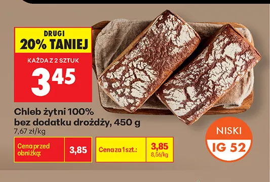 Chleb żytni 100% bez dodatku drożdży promocja w Biedronka