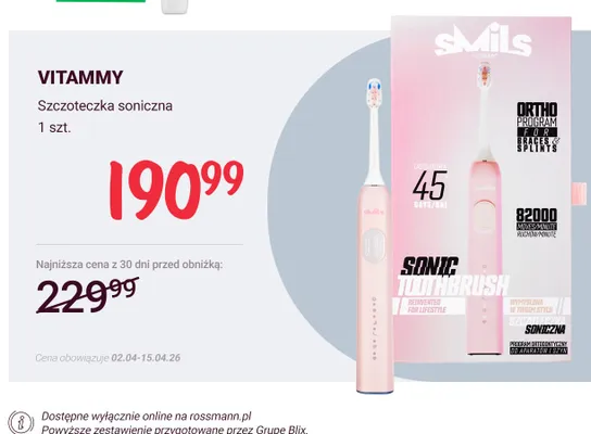 Szczoteczka soniczna Vitammy promocja w Rossmann