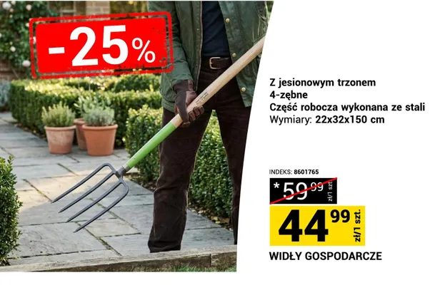 Widły gospodarcze z jesionowym trzonem 4-zębne promocja w Merkury Market