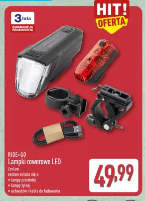 Lampki rowerowe LED Ride+Go promocja w Aldi