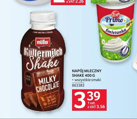 Napój mleczny Müllermilch Shake czekoladowy promocja w Selgros