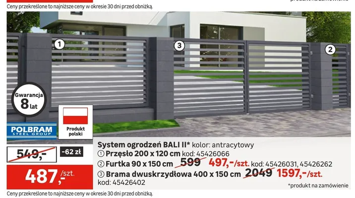 Przęsło ogrodzeniowe 200 x 120 cm promocja w Leroy Merlin