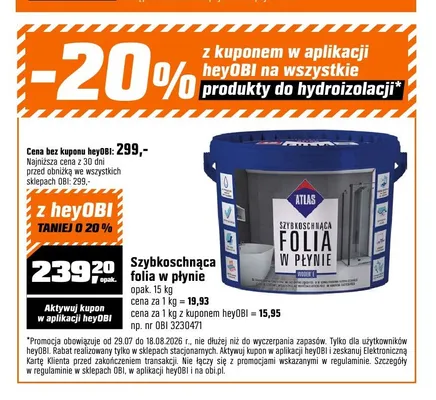 Szybkoschnąca folia w płynie Atlas promocja w OBI
