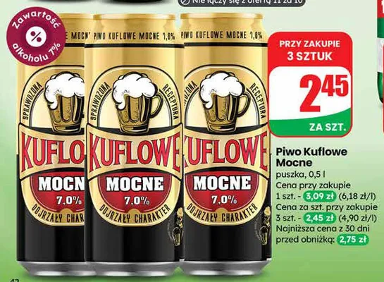Piwo Kuflowe Mocne puszka promocja w Dino