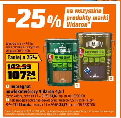 Lakierobejca ochronno-dekoracyjna Vidaron promocja w OBI