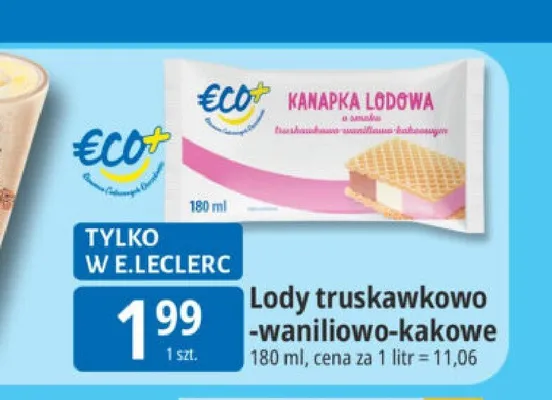 Lody truskawkowo-waniliowo-kakaowe promocja w Leclerc