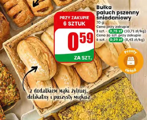 Bułka paluch pszenny śniadaniowy promocja w Dino