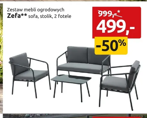 Zestaw mebli ogrodowych Zefa sofa, stolik, 2 fotele promocja w Black Red White