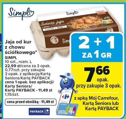 Jaja od kur z chowu ściółkowego promocja w Carrefour