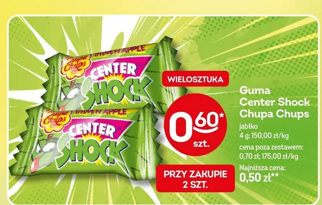 Guma Center Shock Chupa Chups jabłko promocja w Żabka