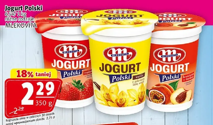 Jogurt Polski Mlekovita brzoskwinia promocja w Prim Market