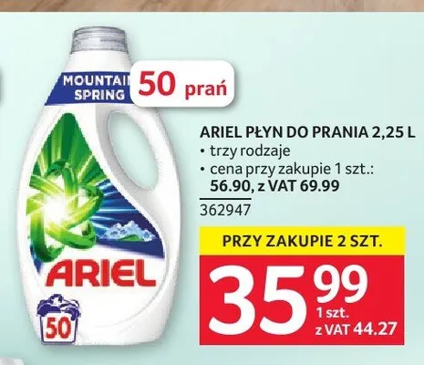 Płyn do prania Ariel 2,25l promocja w Selgros