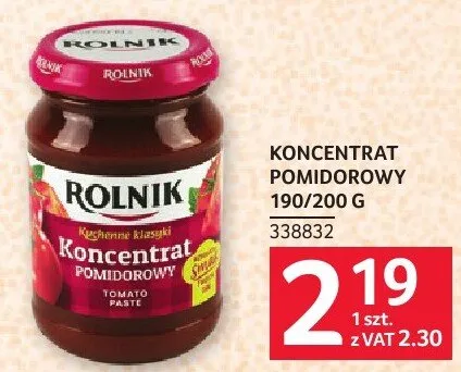Koncentrat pomidorowy Rolnik 190/200 g promocja w Selgros