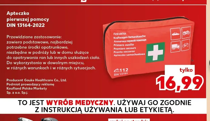 Apteczka pierwszej pomocy DIN 13164-2022 promocja w Kaufland